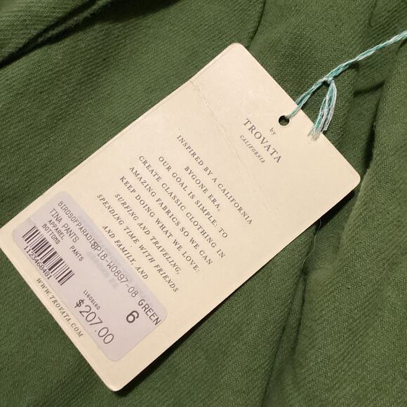 Trovata Birds of Paradis Tina Green High Rise Cropped Wide Leg Pants 6 NWT - Picture 10 of 10